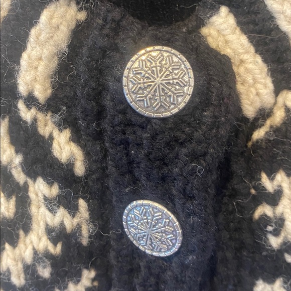 CADAGREN HANDKNITS Black & Cream Wool mix Button Down Cardigan Size Large - Picture 9 of 17